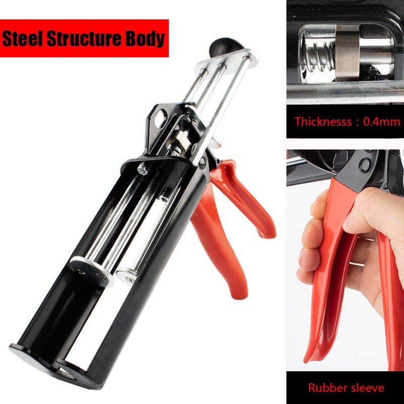 CJGQ Dual Epoxy Gun for 200 mL/6.75 fl oz (2:1 Mix Ratio) Double Cartridge Panel Bond 08115-08116 ï¼ˆScarlet & Blackï¼‰ - Image 2
